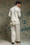 Shop_Jatin Malik_Ivory Linen, Silk Embroidery, Foil Printing Embriodered Short Jacket Set _at_Aza_Fashions