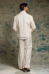 Shop_Jatin Malik_Ivory Cotton, Linen Embroidery, Sequins Apricot Handpainted Blazer Set _at_Aza_Fashions