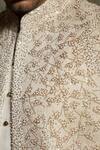 Buy_Jatin Malik_Ivory Linen, Silk Embroidery, Sequins, Beads Embriodered Pearl Open Sherwani Set 
