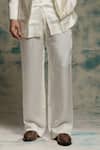 Buy_Jatin Malik_Ivory Linen, Silk Embroidery, Sequins Hand Short Jacket Set _Online_at_Aza_Fashions