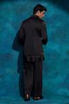 Shop_Jatin Malik_Black Linen, Silk Embroidery Hand Badhgala Set _at_Aza_Fashions