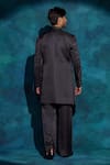 Shop_Jatin Malik_Charcoal Linen, Silk Embroidery, Sequins Hand Jacket And Trouser Set _at_Aza_Fashions