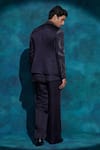 Shop_Jatin Malik_Blue Linen, Silk Embroidery Hand Concept Blazer Set _at_Aza_Fashions