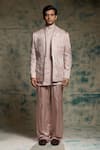 Buy_Jatin Malik_Lilac Linen, Silk Embroidery, Sequins Hand Blazer Set _at_Aza_Fashions