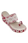 NR By Nidhi Rathi_Magenta Pearls, Beads Embellished One-toe Wedge Heels _Online_at_Aza_Fashions