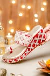 Buy_NR By Nidhi Rathi_Magenta Pearls, Beads Embellished One-toe Wedge Heels 