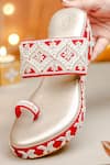 Buy_NR By Nidhi Rathi_Magenta Pearls, Beads Embellished One-toe Wedge Heels _at_Aza_Fashions