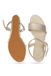 NR By Nidhi Rathi_Gold Embroidery Floral Jute Wedge Heels _at_Aza_Fashions