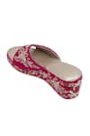 Buy_NR By Nidhi Rathi_Magenta Embroidery Velvet Golden Wedge Sandals _Online_at_Aza_Fashions