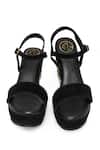 Buy_NR By Nidhi Rathi_Black Embroidery Velvet Floral Wedge Heels _Online_at_Aza_Fashions