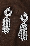 Shop_Our Purple Studio_White Crystals, Faux Diamonds Stone Embellished Chandbali Drop Earrings _at_Aza_Fashions