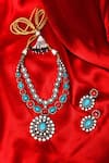 Buy_Our Purple Studio_Blue Stones And Pearl Embellished Layered Necklace Set _Online_at_Aza_Fashions