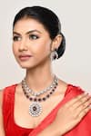 Buy_Our Purple Studio_Maroon Stones, Pearls Studded Two-layered Necklace And Earring Set _at_Aza_Fashions