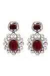 Shop_Our Purple Studio_Maroon Stones, Pearls Studded Two-layered Necklace And Earring Set _Online_at_Aza_Fashions