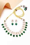 Buy_Our Purple Studio_Gold Plated Gemstones, Kundan And Green Necklace Set 