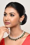Buy_Our Purple Studio_Gold Plated Gemstones, Kundan And Green Necklace Set _at_Aza_Fashions