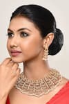 Buy_Our Purple Studio_Gold Plated Gemstones, Pearls Temple Motif Stone And Choker Set _at_Aza_Fashions
