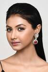 Buy_Our Purple Studio_Red Stones Kundan And Drop Earrings _at_Aza_Fashions