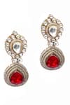 Shop_Our Purple Studio_Red Stones Kundan And Drop Earrings _Online_at_Aza_Fashions