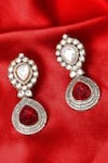 Buy_Our Purple Studio_Red Stones Kundan And Drop Earrings 