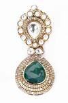 Shop_Our Purple Studio_Green Stones, Crystals Kundan And Drop Earrings _Online_at_Aza_Fashions
