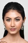 Our Purple Studio_Green Stones, Crystals Kundan And Drop Earrings _at_Aza_Fashions