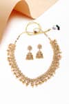 Shop_Our Purple Studio_Gold Plated Stones, Beads Temple Design Necklace And Jhumka Earrings Set _at_Aza_Fashions