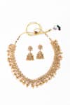 Shop_Our Purple Studio_Gold Plated Stones, Beads Temple Design Necklace And Jhumka Earrings Set _Online_at_Aza_Fashions