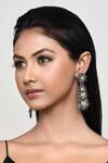 Buy_Our Purple Studio_Green Stones Floral And Leaf Embellished Drop Earrings _at_Aza_Fashions