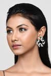 Buy_Our Purple Studio_White Stones Pear Cut And Cubic Zirconia Stud Earrings _at_Aza_Fashions