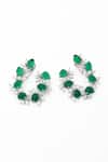 Shop_Our Purple Studio_White Stones Pear Cut And Cubic Zirconia Stud Earrings _at_Aza_Fashions