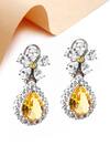 Shop_Our Purple Studio_White Crystals, Stones Floral And Teardrop Drop Earrings _at_Aza_Fashions