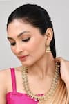 Shop_Our Purple Studio_Gold Plated Pearls, Stones Temple Motif Necklace And Jhumka Earrings _at_Aza_Fashions