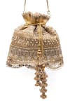 Buy_SG Collection By Sonia Gulrajani_Gold Pearls, Mirrors, Embroidery, Tassels Soraya And Embellished Potli Bag _Online_at_Aza_Fashions
