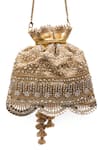 Shop_SG Collection By Sonia Gulrajani_Gold Pearls, Mirrors, Embroidery, Tassels Soraya And Embellished Potli Bag _at_Aza_Fashions
