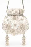 SG Collection By Sonia Gulrajani_Ivory Pearls, Sequins, Tassels, Embroidery Celeste Floral And Potli Bag _Online_at_Aza_Fashions