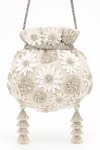 Shop_SG Collection By Sonia Gulrajani_Ivory Pearls, Sequins, Tassels, Embroidery Celeste Floral And Potli Bag _at_Aza_Fashions