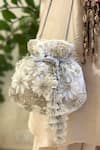 Buy_SG Collection By Sonia Gulrajani_Ivory Pearls, Sequins, Tassels, Embroidery Celeste Floral And Potli Bag _Online_at_Aza_Fashions