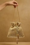 Buy_SG Collection By Sonia Gulrajani_Gold Zari, Beads, Tassels, Sequins Mehr And Beadwork Embroidered Potli Bag _at_Aza_Fashions