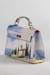 Buy_The Garnish Company_Blue Vinci Chateau Print Leather Tote Bag With Sling _Online_at_Aza_Fashions