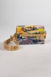 Buy_The Garnish Company_Yellow Pontassieve Farm Landscape Print Leather Sling Bag _at_Aza_Fashions