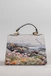 Buy_The Garnish Company_Multi Color Montaione Seascape Seagulls Print Leather Tote Bag _Online_at_Aza_Fashions