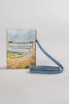 Buy_The Garnish Company_Blue Certaldo Floral Fields Leather Phone Sling Bag _at_Aza_Fashions