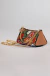 The Garnish Company_Brown Applique Cortona Floral Patchwork Dual Sling Bag _Online_at_Aza_Fashions