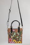 Shop_The Garnish Company_Brown Applique, Patchwork Fiorentino Cutout Flower Tote Bag _at_Aza_Fashions