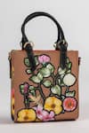 Buy_The Garnish Company_Brown Applique, Patchwork Fiorentino Cutout Flower Tote Bag _Online_at_Aza_Fashions