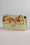 The Garnish Company_Green Clementine Oranges And Stripe Print Turn Lock Chain Bag _Online_at_Aza_Fashions
