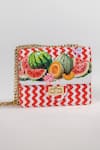 Buy_The Garnish Company_Multi Color Peri Watermelon Print And Zigzag Chain Sling Bag _at_Aza_Fashions