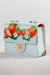 The Garnish Company_Aqua Fraise Strawberry Print And Striped Chain Sling Bag _Online_at_Aza_Fashions