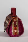 Buy_The Garnish Company_Magenta Embroidery, Beads, Stones Avani Bandhej Print Dual Handle Bag _Online_at_Aza_Fashions